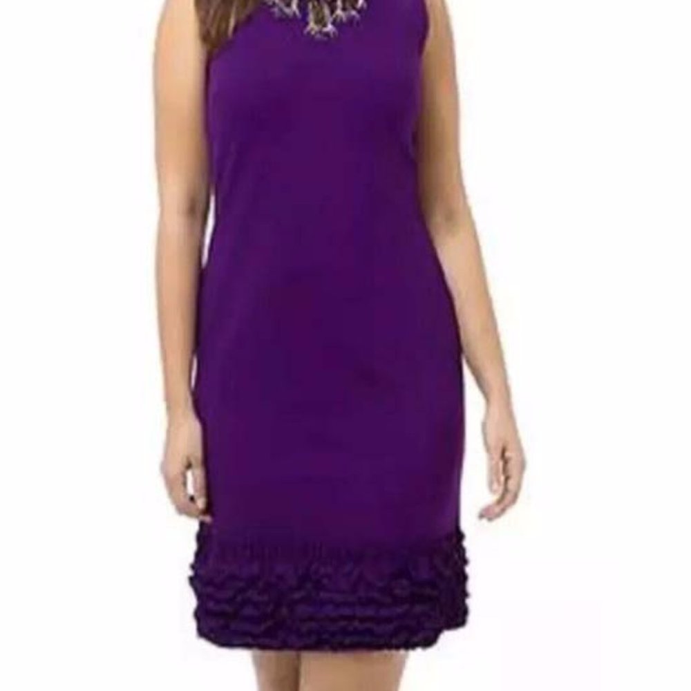 TAYLOR BRAND RUFFLE HEM SLEEVELESS DRESS - Picture 5 of 8